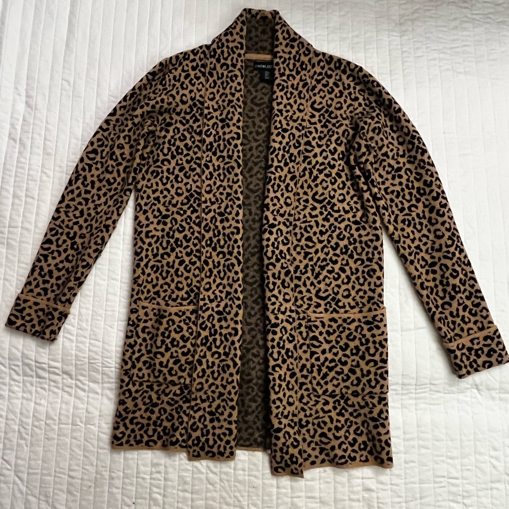 Cyhthia Rowley leopard print open front cardigan